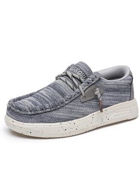 Kids Lightweight Knit Slip-On Loafers in Gray